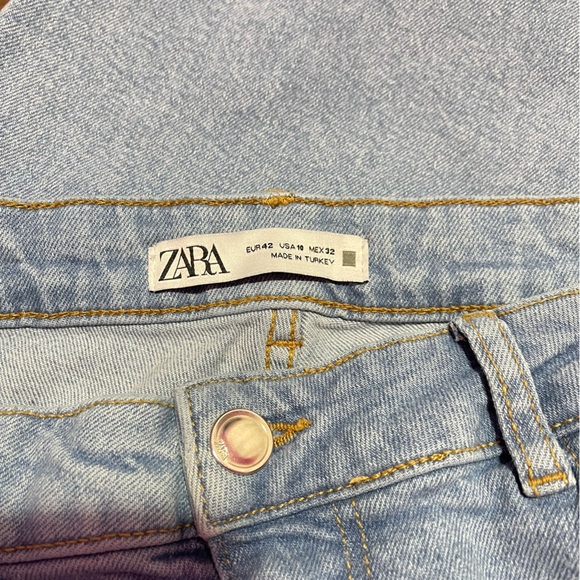ZARA Curved High-Waisted Jeans Women’s US 10 Light Blue Stretch Denim - Picture 7 of 8